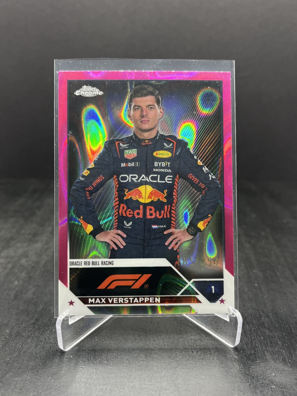 2023 Topps Chrome Formula 1 F1 Max Verstappen Portrait Fuchsia Lava 185/250 #1