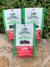 Greenies Tablet Pill Pockets For Dogs, Hickory Smoke 3.2 oz/30 Count 3-Pack 
