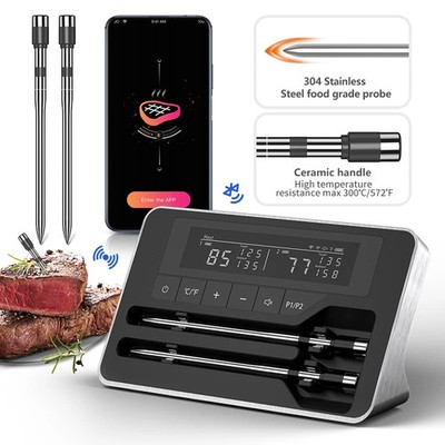 Wireless Bluetooth Meat Thermometer 5mm Ultra-Thin Probe BBQ Grill LCD Display