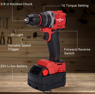 #ad Cordless 2 Battery Brushless Electric Drill Set with Charger amp; Tool Bag DIY Gif $185.00