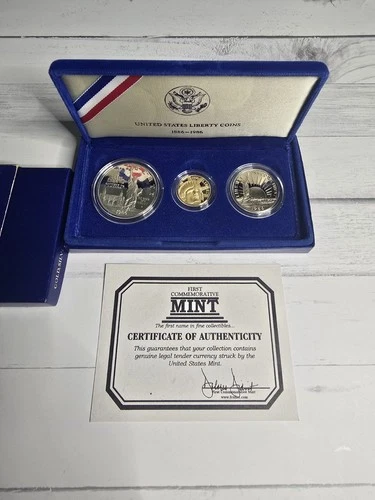 United States Liberty Proof Coin Set1886-1986 Gold, Silver, and Half Dollar Case