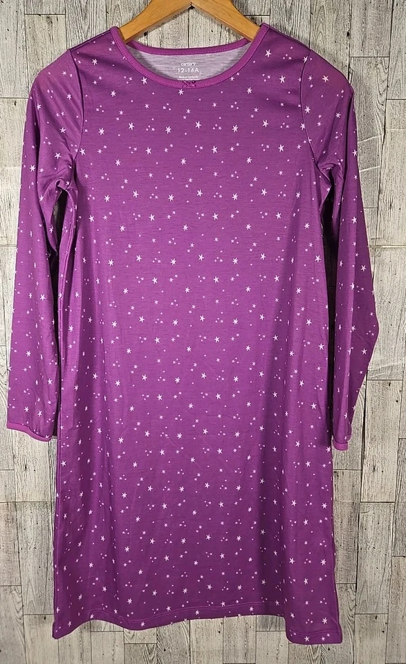 Camisón Carter's 12-14 Niñas Unicornio y Estrellas Patrón Manga Larga 2pk NUEVO Foto 4 de 4