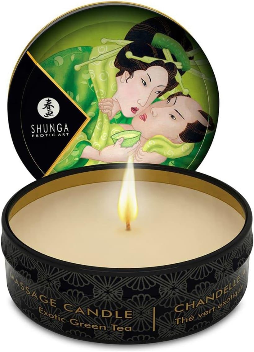 Shunga Erotic Massage Candle, Green Tea, 1 Ounce