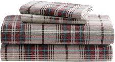 Eddie Bauer Flannel Sheets Queen Cotton Anti-Pilling Wrinkle Resistant Plaid Red
