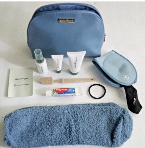 Salvatore Ferragamo , light blue, Turkish Airlines ,Business class full kit,NEW