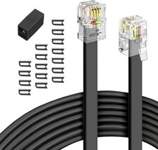 moeverEX Phone Cord 50FT, Landline Telephone Cable with Black-50FT, Black