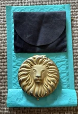ESTEE LAUDER GOLDEN LEO LION LADIES POWDER COMPACT MATTE GOLD RHINESTONE JEWELS