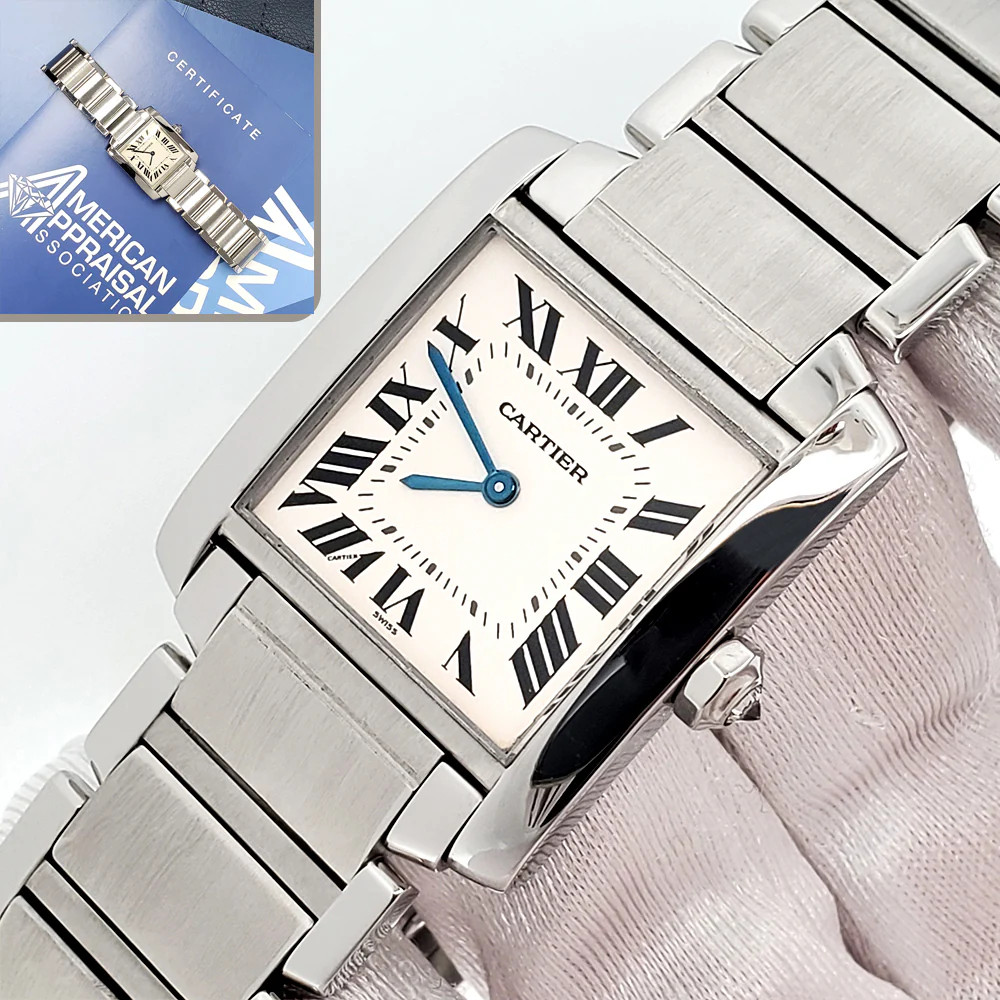 Cartier Tank Française 25mm Off-White Roman Quartz Steel Watch