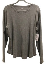 Women's XXL Everyday Ribbed Tee Sonoma Long Sleeve Crew Neck Gray NWT