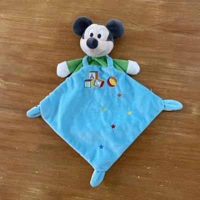 Doudou plat Mickey bleu vert cubes étoiles Disney Nicotoy Rouge Ballon Jaune Abc - Photo 1/4