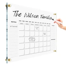 Premium Dry Erase Acrylic Wall Calendar Ultra-Clear - Customizable Wall Calen...