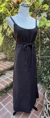 NWT 2026 Proenza Schouler Evelyn Dress in Black Crinkle Viscose, size 4