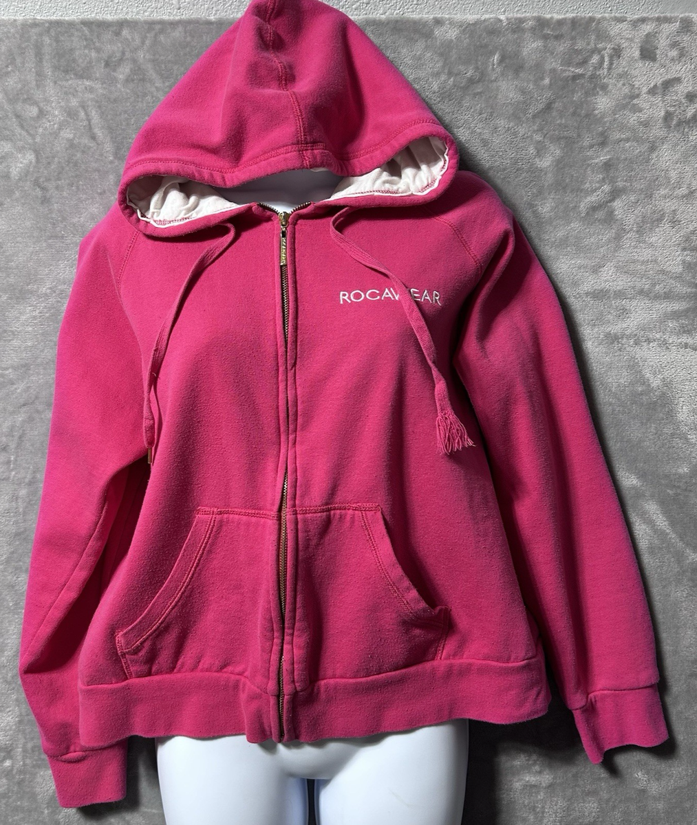 Rocawear Zip Hoodie Women's 1X Pink Y2K embroidered back Logo