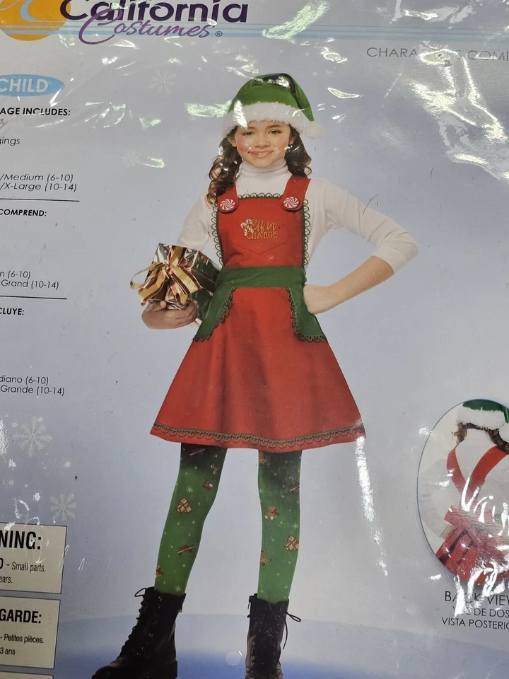 Santa Elf in Charge Christmas Holiday Child Costume Small / Med 6-10 no cap - Image 3 of 4