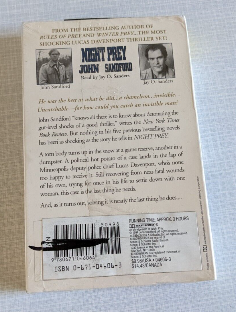 Night Prey By John Sandford Audiobook Cassettes Read By Jay O Sanders New Ebay