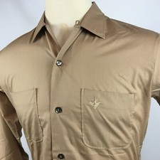 NOS New Vintage 50s 60s Rockabilly Loop Collar Gabardine Button Shirt Surf Sport