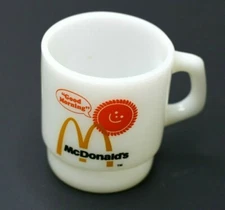 McDonald's Good Morning Milk Glass Coffee Mug Vintage Fire King  Stackable Cup