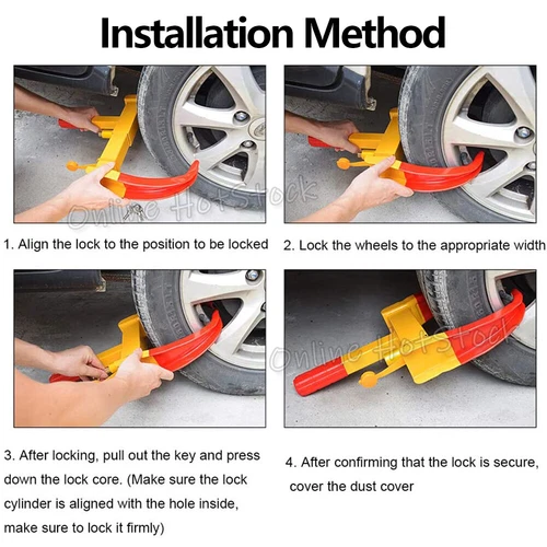 Wheel Lock Clamp Heavy Duty Anti-theft For Vehicle Car Trailer Clamp with 2 Keys - Picture 6 of 9