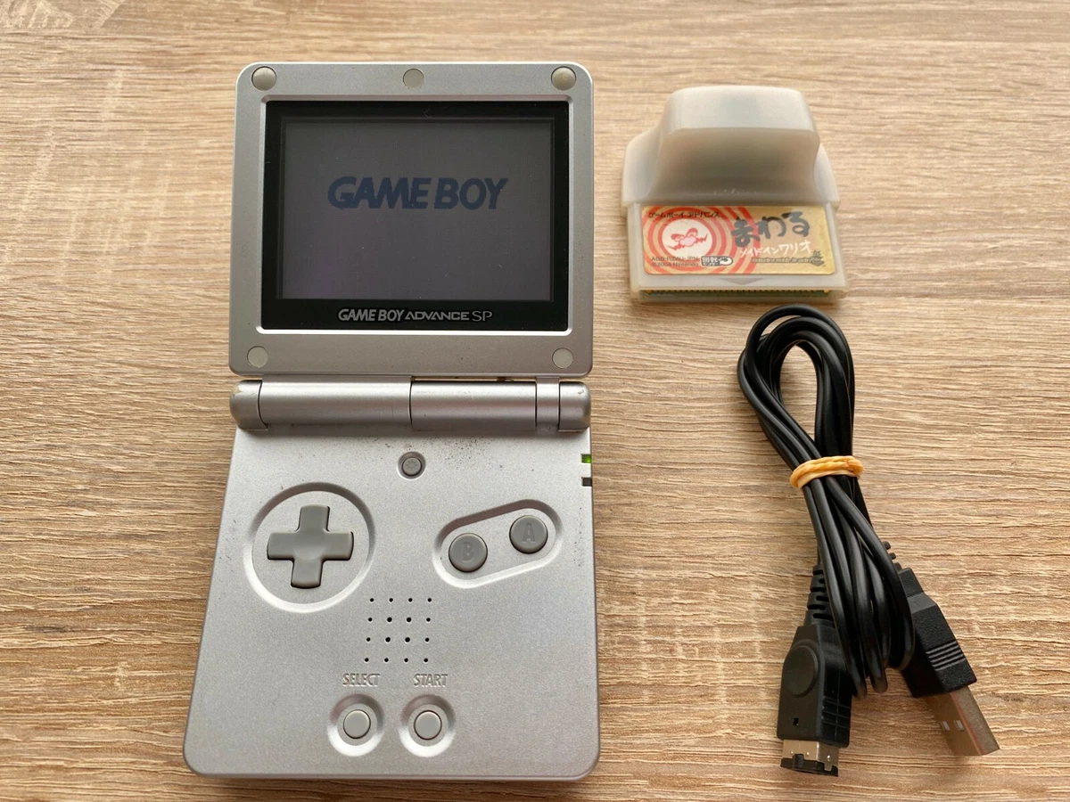 Nintendo Game Boy Advance SP Silver Console AGS-001 w/ GBA Mawaru Made in  Wario