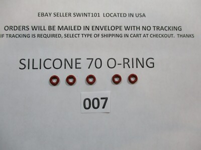 007 Silicone O-ring 70 durometer 5/32'' ID x 9/32'' OD x 1/16'' thick. Quan 5