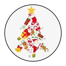 30 CHRISTMAS TREE ENVELOPE SEALS LABELS STICKERS 1.5" ROUND PARTY FAVORS GITS