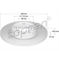 Topran 2X Bremsscheibe Hinten Ø280 Mm Voll FüR VW Transporter IV Bus 70XB