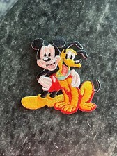 Vtg Mickey Mouse Hugging Pluto Cartoon Character Patch 3  Iron On 90s Bag Hat