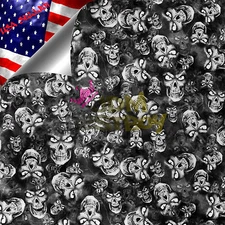 19"x38" Hydrographic Film Hydro Dipping Dip Water Transfer Black white Skull #20