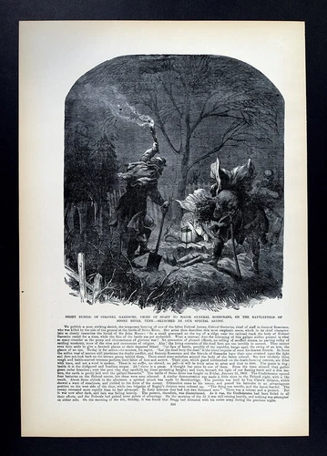 Leslie Civil War Print Night Burial of Colonel Garesche Battle of Stone River TN