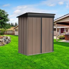 5x3ft Pent Roof Small Garden Shed Outdoor Storage Shed with Lockable Door Brown