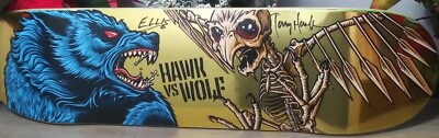 Tony Hawk & Jason Ellis Signed Hawk VS Wolf Skateboard Deck 1 of 100 GOLD RARE!!