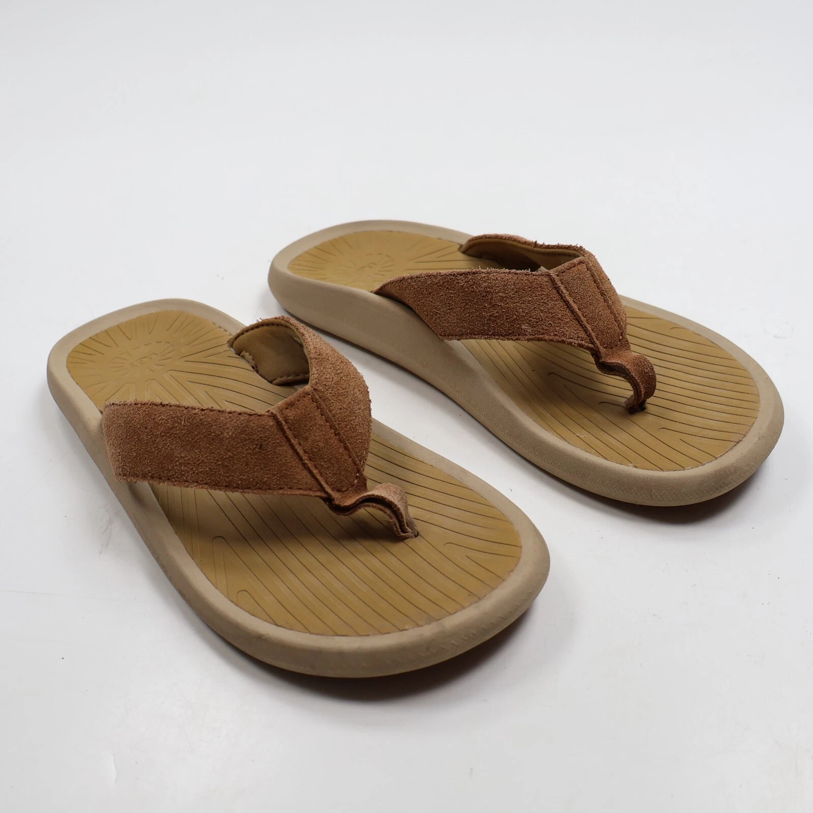 Sandali infradito UGG pelle scamosciata uomo taglia 10 Brookside marrone talpa spiaggia