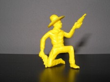 Tim-Mee Cowboy Kneeling with Pistol Yellow Plastic 1950s-1960s