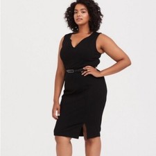 Torrid Black Premium Ponte Sheath Dress V Neck NWT Size 26