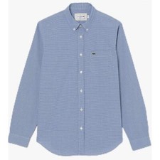 Lacoste Men's Long Sleeve Checked Gingham Button-Down Shirt Size 40-M