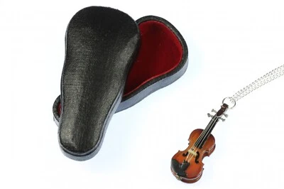 Miniblings Geigen Violine Holz Halskette 60cm Miniatur +Box Musik Geigerin - Bild 1 von 4