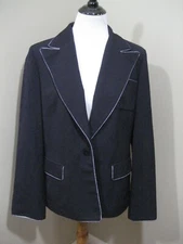 NWT! AUSTIN REED Navy White Stitch Worsted Wool Blazer Jacket Sz 12 $295