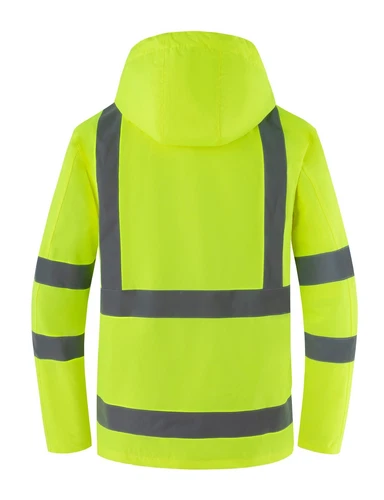 Men Waterproof Safety Rain Jacket Visibility Reflective Safety Raincoat Hooded image 2