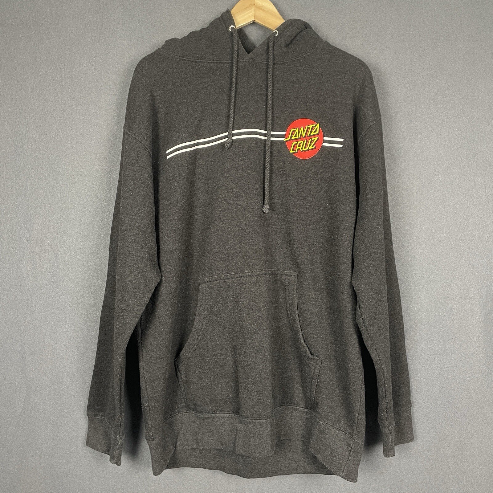 Santa Cruz Hoodie Men L Black Pullover Skate Classic Dot Str
