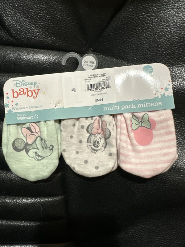NWT DISNEY Baby Girl Minnie Mouse Hand Covers MITTENS 3 Pair Set Pink NWT