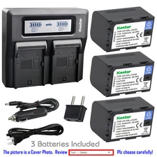 Kastar Battery LCD Dual Fast Charger for JVC SSL-JVC50 & JVC GY-HM200SP SPORTS
