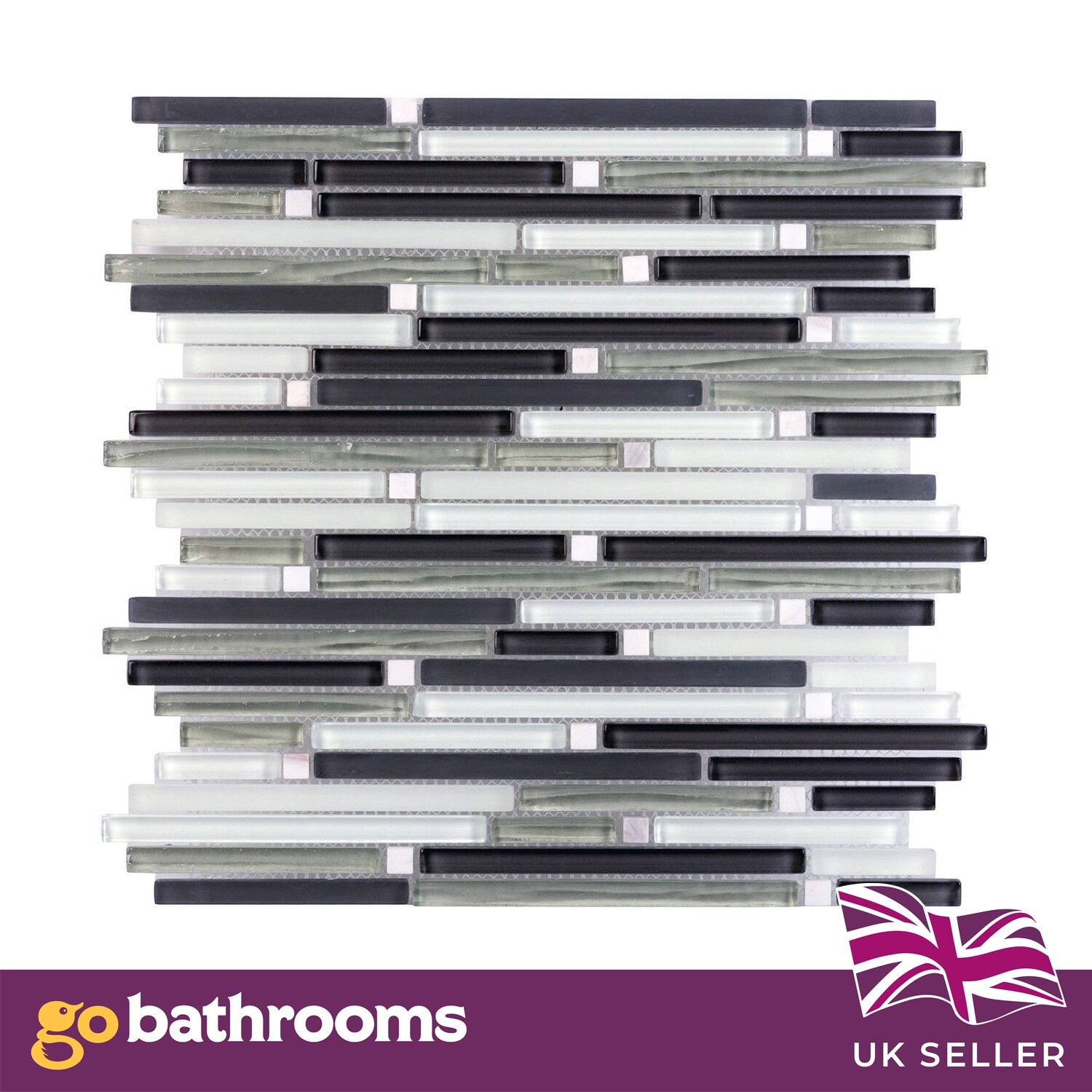 Silver Grey Mosaic Wall Tile 30cm Linea Kitchen Splashback Bathroom