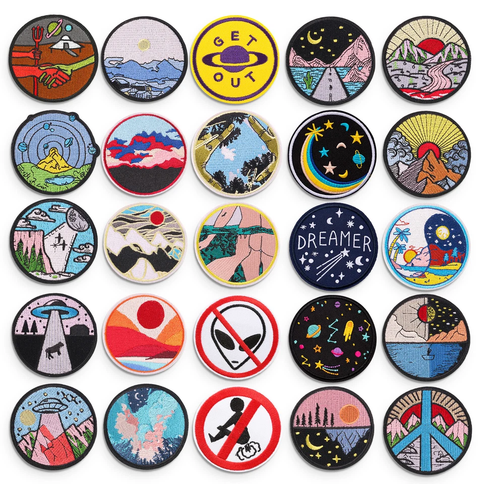 Day Night Space Iron on Sew on Embroidered Applique Circle Patch Badge Emblem - Image 1 of 4