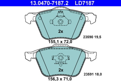 PADS BRAKE FRONT 13.0470-7187.2 ATE VOLVO