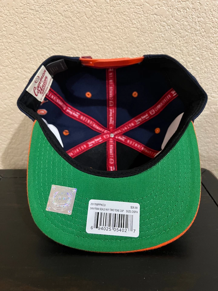 SOMBRERO/GORRA SNAPBACK DE LOS SELLOS DE SAN FRANCISCO DE COMMON UNION, color azul/naranja - NUEVO Foto 3 de 4