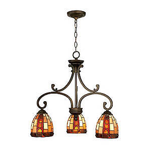 Dale Tiffany Baroque 3 Light Hanging Antique Bronze Chandelier