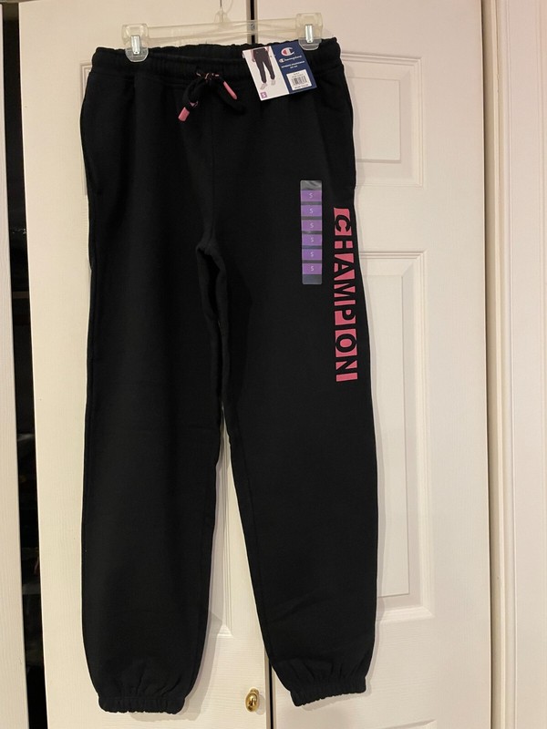 Champion Sweatpants Adult Small Black Fleece Joggers Womens