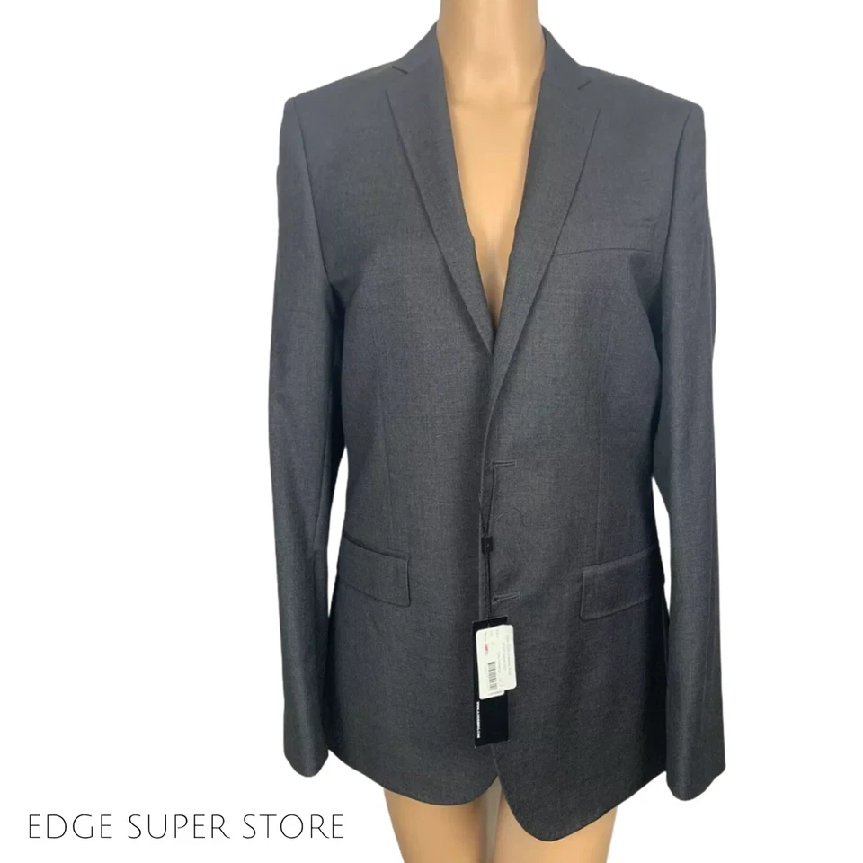 J Lindeberg $595 Gris Oscuro Melange Vestido Lana Blazer Traje Chaqueta Talla 44 EE. UU. 34 L Foto 2 de 4