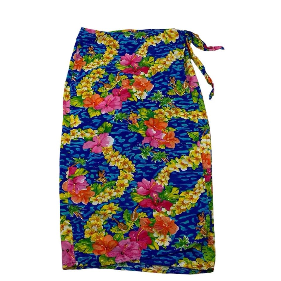 Saia de rayon vintage JAMS WORLD tropical havaiana dançarina de hula grande EUA - Imagem 2 de 4