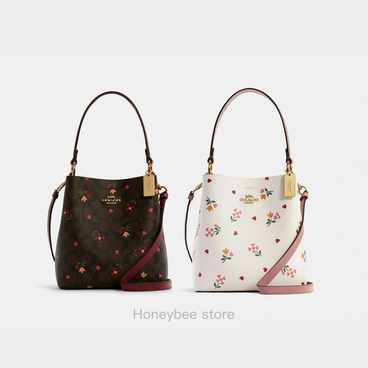 Coach Small Town Bucket Bag with Heart Petal Print